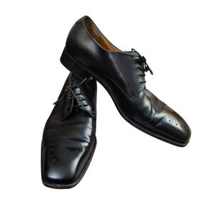 Salvatore Ferragamo Black Leather Derby perforated toes lace-up Oxford shoes 11D